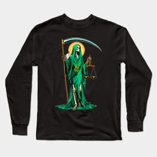 Green Santa Muerte Long Sleeve T-Shirt